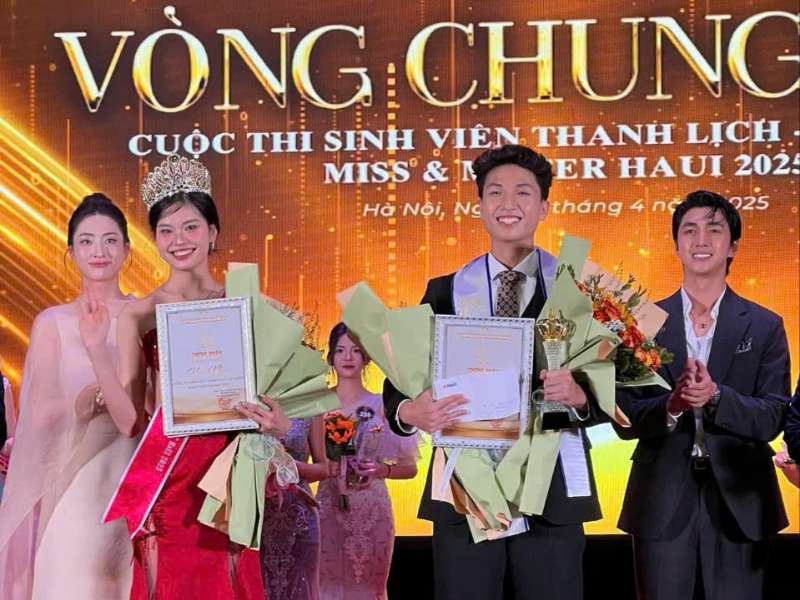 Sinh viên Lê Gia Bảo, Trường Điện – Điện tử tỏa sáng, giành cú đúp danh hiệu tại cuộc thi Miss & Mister HaUI 2025