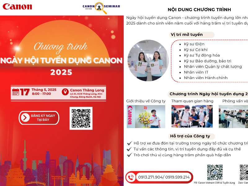 Thông báo về Ngày hội tuyển dụng của CANON 2025