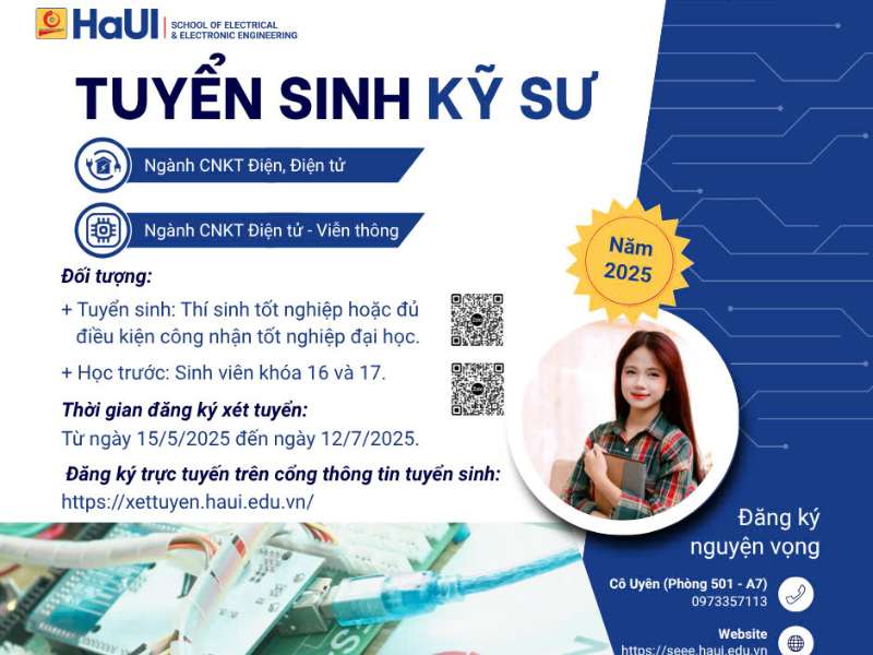 Thông báo tuyển sinh Chương trình đào tạo kỹ sư chuyên sâu đặc thù (tương đương bậc 7) năm 2025
