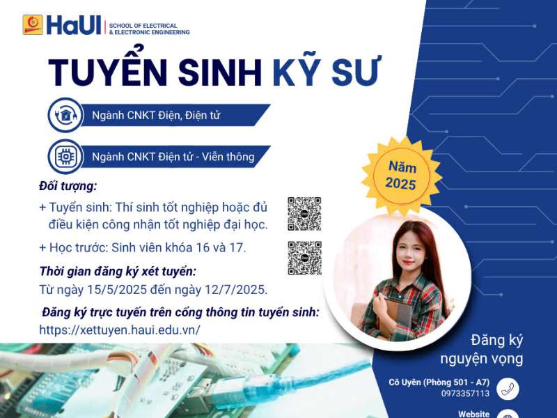 Thông báo tuyển sinh Chương trình đào tạo kỹ sư chuyên sâu đặc thù (tương đương bậc 7) năm 2025