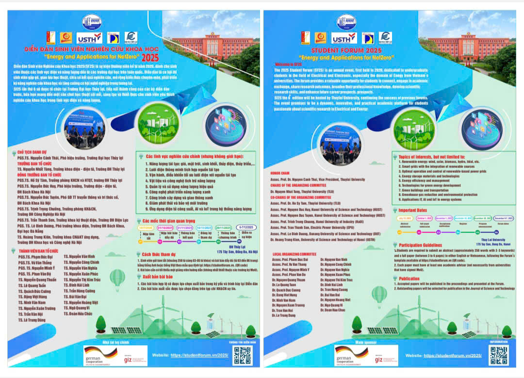 Thông báo về diễn đàn sinh viên nghiên cứu khoa học năm 2025 Chủ đề: “Energy and Applications for NetZero”