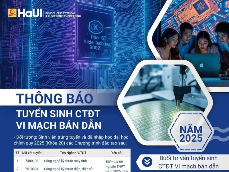 Thông báo tuyển sinh Chương trình đào tạo Vi mạch bán dẫn năm 2025 và tổ chức tư vấn tuyển sinh trực tiếp cho sinh viên K20