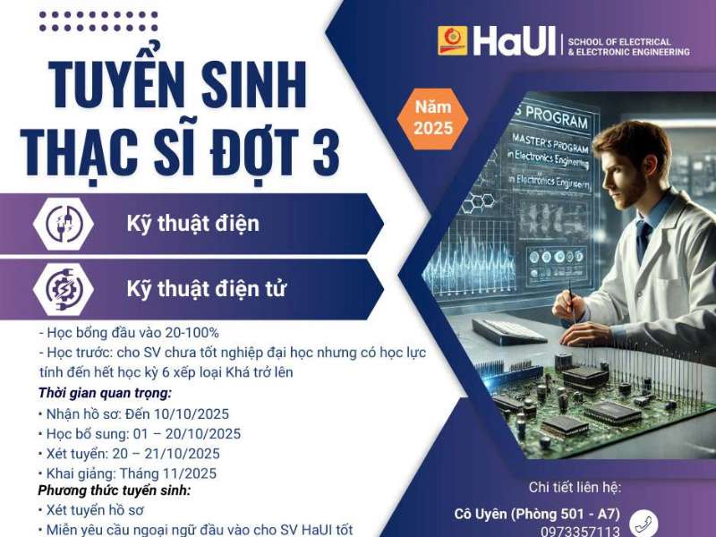Thông báo tuyển sinh thạc sĩ 2025 Ngành Kỹ thuật Điện tử & Kỹ thuật Điện – Trường Đại học Công nghiệp Hà Nội