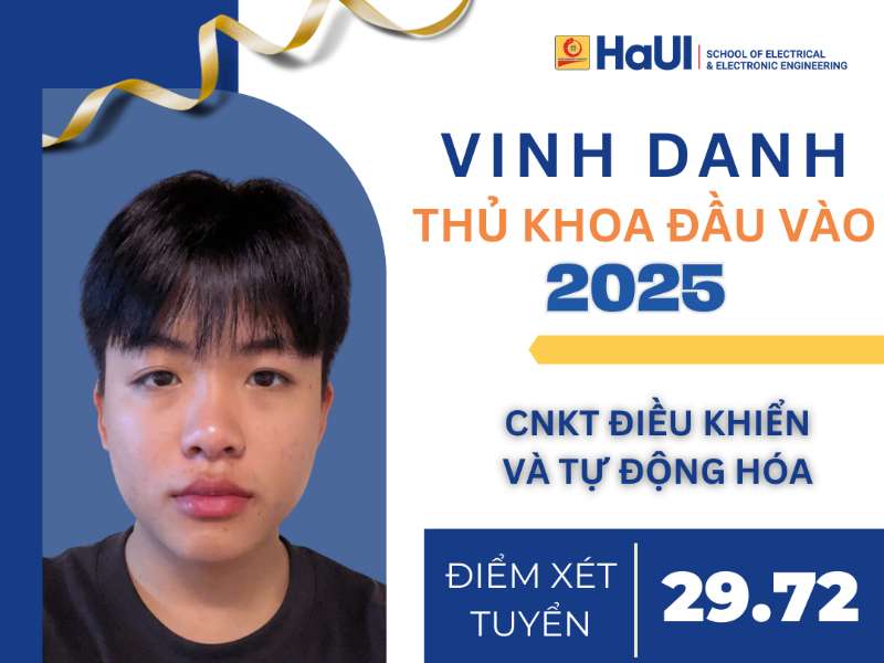 Thủ khoa đầu vào khóa 20 của Trường Điện – Điện tử đạt điểm xét tuyển 29,72