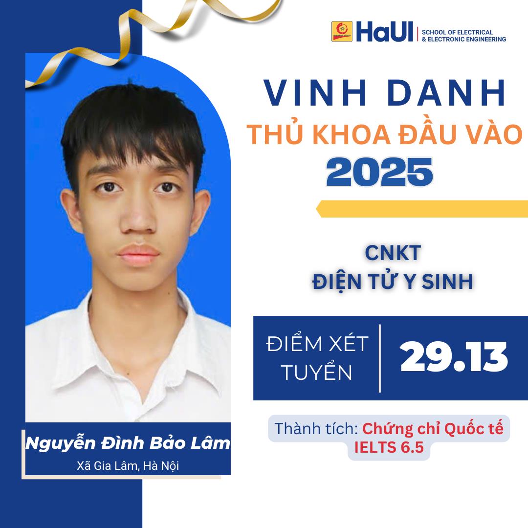 Thủ khoa đầu vào khóa 20 của Trường Điện – Điện tử đạt điểm xét tuyển 29,72