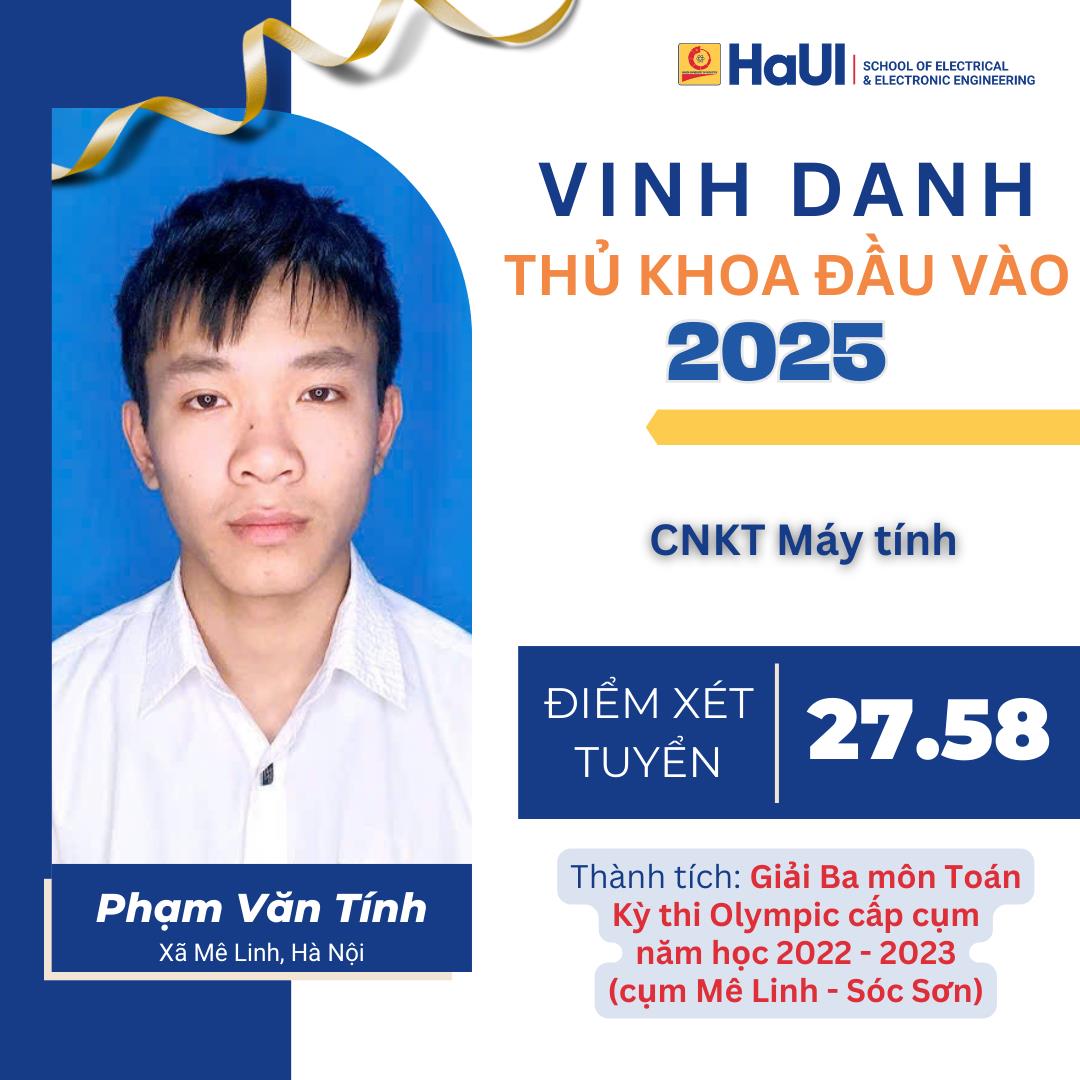 Thủ khoa đầu vào khóa 20 của Trường Điện – Điện tử đạt điểm xét tuyển 29,72