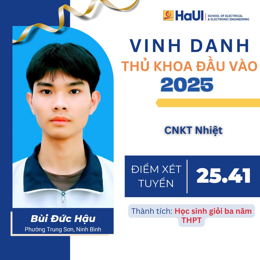 Thủ khoa đầu vào khóa 20 của Trường Điện – Điện tử đạt điểm xét tuyển 29,72