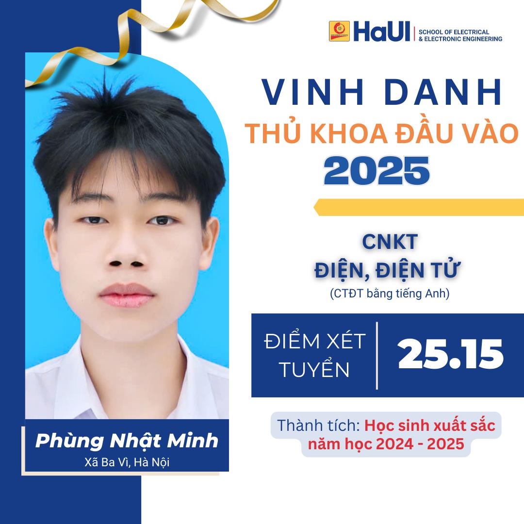 Thủ khoa đầu vào khóa 20 của Trường Điện – Điện tử đạt điểm xét tuyển 29,72