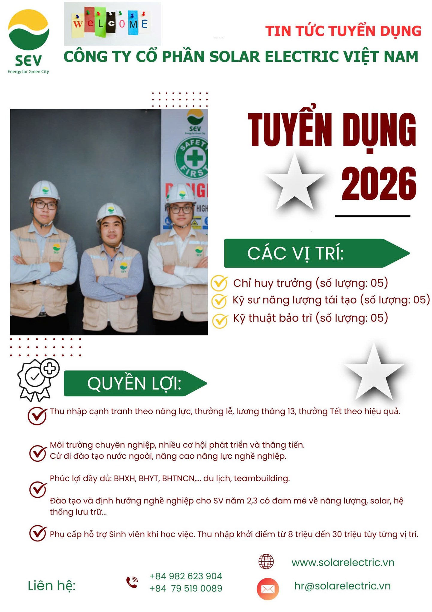 Công ty Cổ phần Solar Electric Việt Nam thông báo tuyển dụng