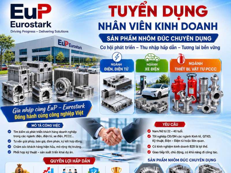 EuP Eurostark tuyển dụng Nhân viên Kinh doanh sản phẩm nhôm đúc chuyên dụng
