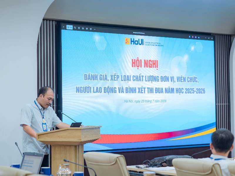 Trường Điện – Điện tử tổ chức hội nghị đánh giá, xếp loại viên chức, người lao động và bình xét thi đua năm học 2025–2026